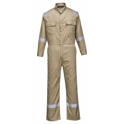 Khaki FR Coveralls with Reflective Tape